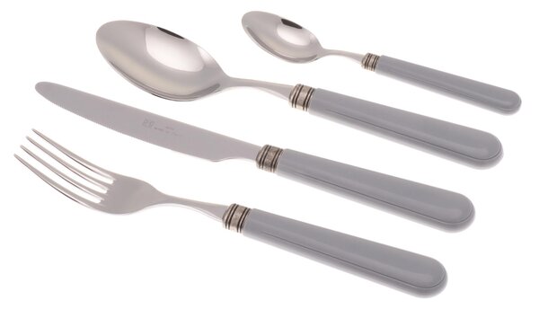 MISTRAL 24 Pieces Coloured Cutlery Set in 18/10 Stainless Steel with 2.5 mm Thick Grey PPL Handle