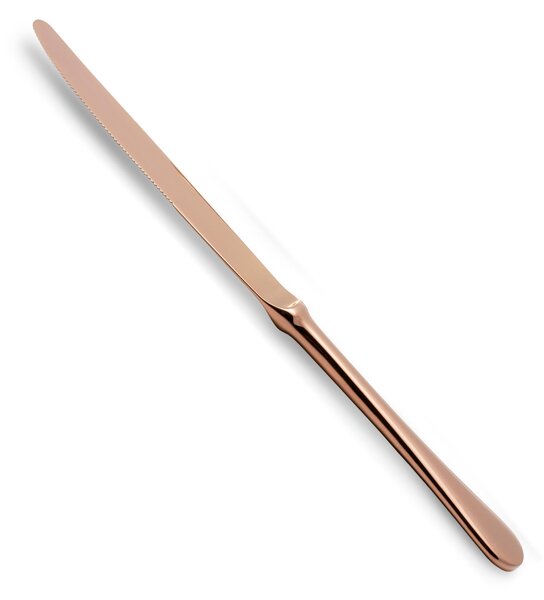Serrated Table Knife 6 Pieces Serena Model in PVD Copper Stainless Steel 18.10 AISI304 2.5 mm in Cardboard Packaging