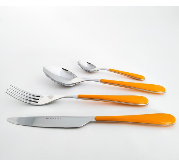 24-Piece Cutlery Set for 6 People SPRING in 18/10 Stainless Steel 2 mm Thickness with Orange ABS Handle