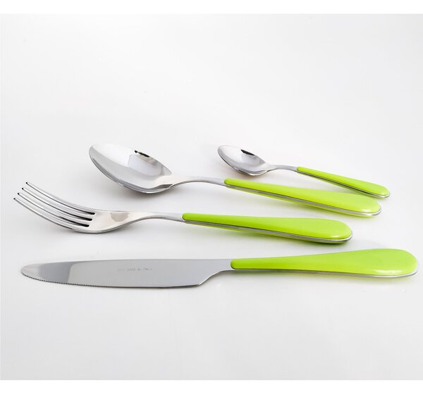 24-Piece Cutlery Set for 6 People SPRING in 18/10 Stainless Steel 2 mm Thickness with Light Green ABS Handle