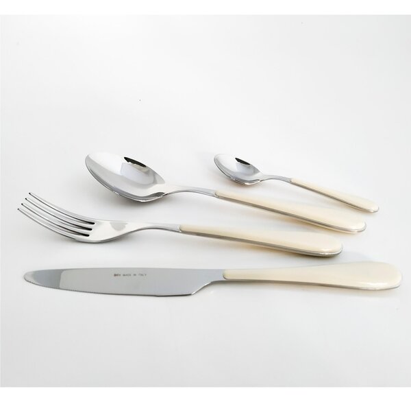 24-Piece Cutlery Set for 6 People SPRING in 18/10 Stainless Steel 2 mm Thickness with Ivory ABS Handle