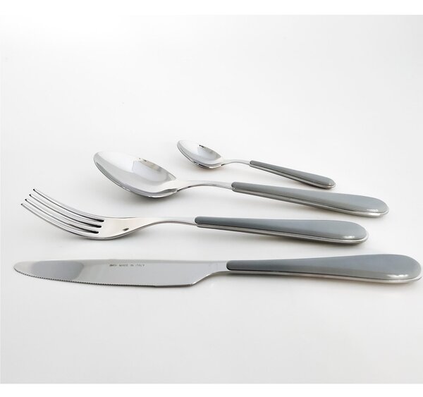 24-Piece Cutlery Set for 6 People SPRING in 18/10 Stainless Steel, 2 mm Thickness, Grey ABS Handle