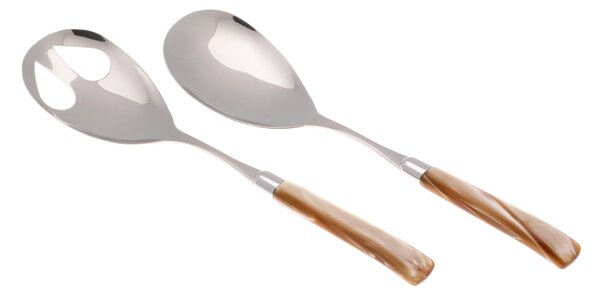 Giada Salad Cutlery Set of 2 Pieces in 18/10 Stainless Steel with 1.5 mm Thick Methacrylate Handle in Champagne Colour