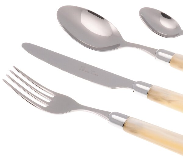 4-Piece GIADA Cutlery Set in 18/10 Stainless Steel with 2.5 mm Thick Coloured Ivory Methacrylate Handle