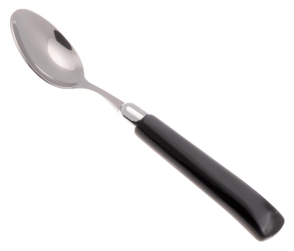 GIADA Coffee Spoon Set of 6 Pieces in 18.10 Steel Length 16.5 cm Plexiglas Handle with Dishwasher Safe Ring Black