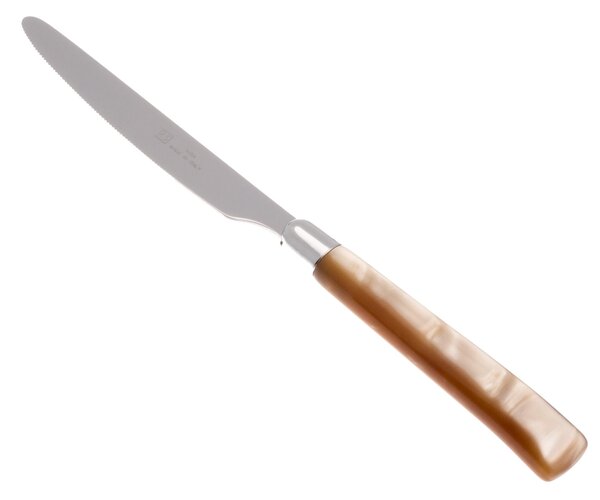 Serrated Table Knife MOD Giada Set of 6 Pieces in 18.10 Steel Length 26 cm Handle in PBT Dishwasher Safe Champagne Colour
