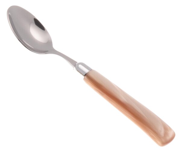 GIADA 6-Piece Coffee Spoon Set in 18.10 Stainless Steel, 16.5 cm Length, Plexiglas Handle with Dishwasher-Safe Ring, Champagne