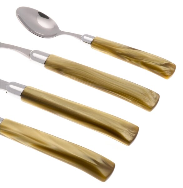 GIADA 4-Piece Cutlery Set in 18/10 Stainless Steel with 2.5 mm Olive Green Coloured Methacrylate Handle