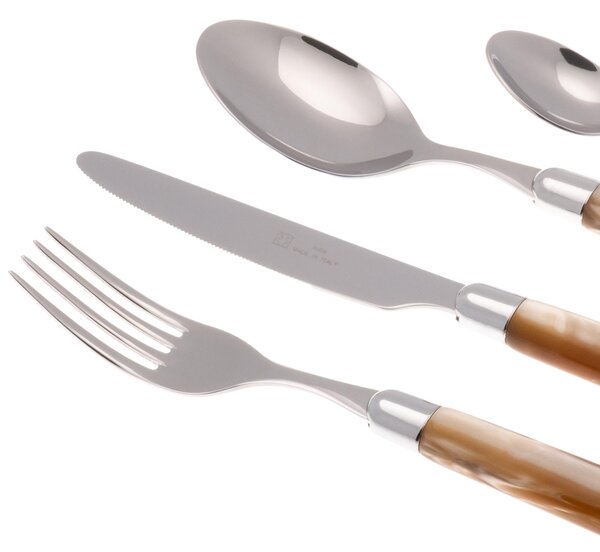 4-Piece GIADA Cutlery Set in 18/10 Stainless Steel with 2.5 mm Thick Champagne-Coloured Methacrylate Handle