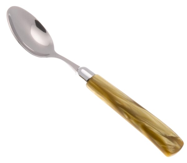 GIADA Coffee Spoon Set of 6 Pieces in 18.10 Steel Length 16.5 cm Plexiglas Handle with Dishwasher Safe Ring Olive Green
