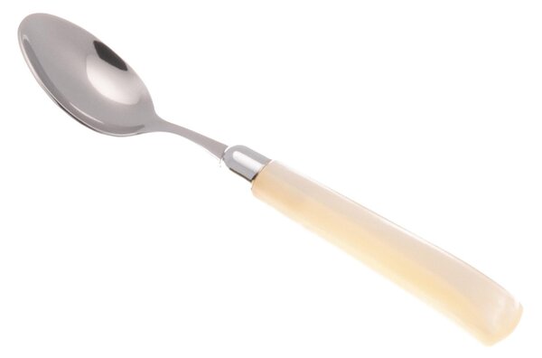 GIADA Coffee Spoon Set of 6 Pieces in 18.10 Steel Length 16.5 cm Handle in Plexiglass with Dishwasher Safe Ivory Ring