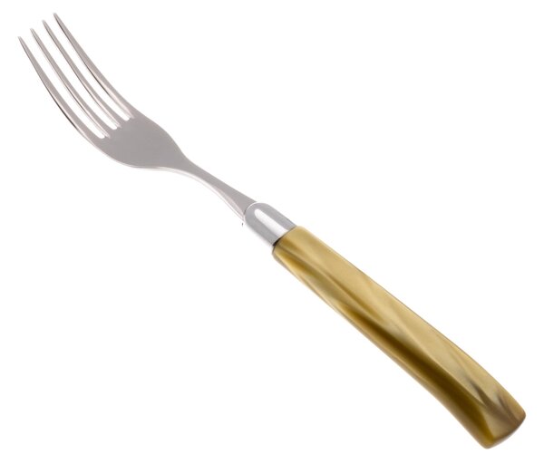 Giada Table Fork Set of 6 Pieces in 18.10 AISI430 Steel Length 26 Handle in Polymethyl Methacrylate PMMA with Metal Ring Dishwasher Safe Olive Green