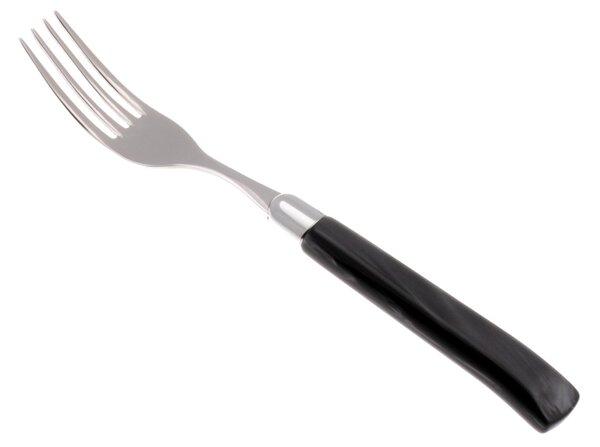 Giada Table Fork Set of 6 Pieces in 18.10 AISI430 Steel Length 26 Handle in Polymethyl Methacrylate PMMA with Metal Ring Dishwasher Safe Black