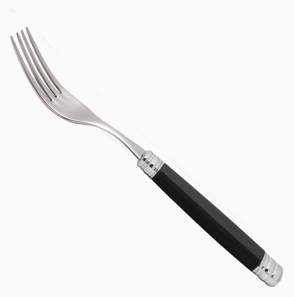 ROSSINI Table Fork Set of 6 Pieces in 18.10 AISI430 Steel Length 26 Handle in Polyamide PA with Metal Ring Dishwasher Safe Black
