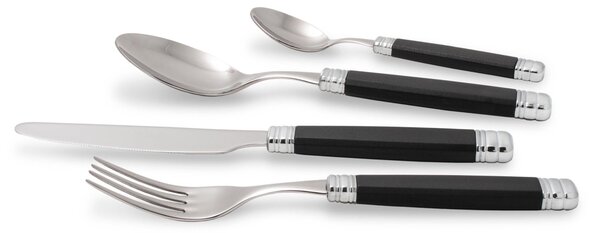 Rivadossi Rossini Model 4-Piece Cutlery Set with PA Handle and 18.10 AISI304 Stainless Steel Body 2.5 mm in Black Cardboard Box