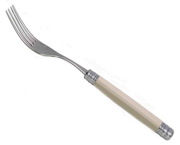Rossini Table Fork Set of 6 Pieces in 18.10 AISI430 Stainless Steel Length 26 Polyamide Handle with Metal Ring Dishwasher Safe Ivory