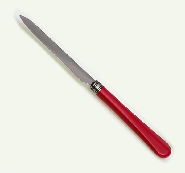 Serrated Table Knife MOD Giulietta Set of 6 Pieces in 18.10 Steel Length 23 cm PBT Handle Dishwasher Safe Red Colour