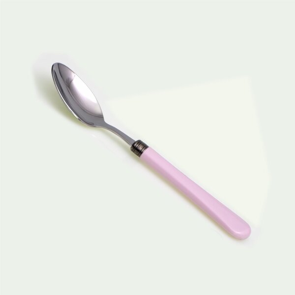 Giulietta Model Table/Soup Spoon Set of 6 Pieces in 18.10 Steel Length 21 cm PBT Handle Dishwasher Safe Pink