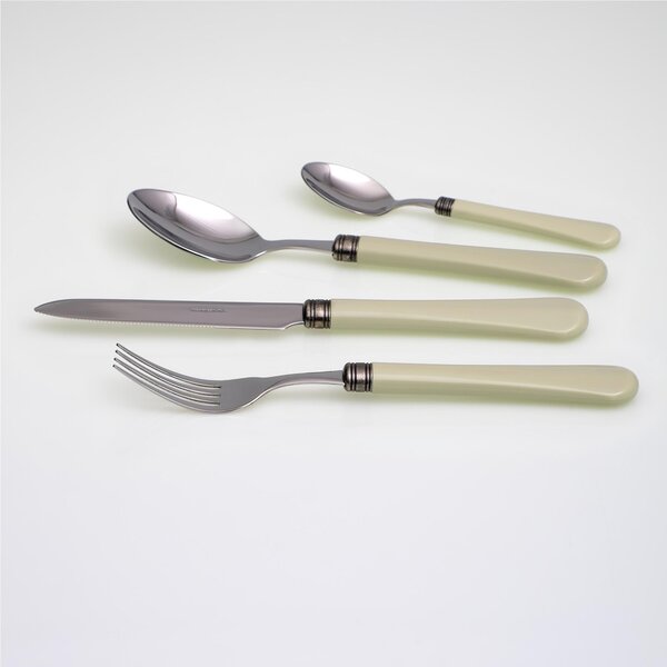 GIULIETTA 4-Piece Coloured Cutlery Set in 18/10 Stainless Steel with 1.5 mm Thick Green Acrylic Handle