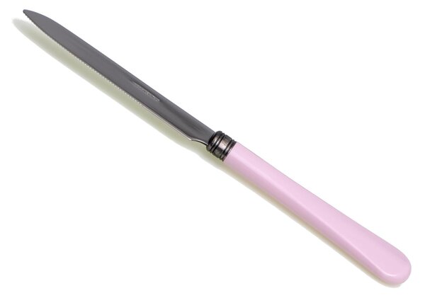 Serrated Table Knife MOD Giulietta Set of 6 Pieces in 18.10 Steel Length 23 cm Handle in PBT Dishwasher Safe Pink Colour