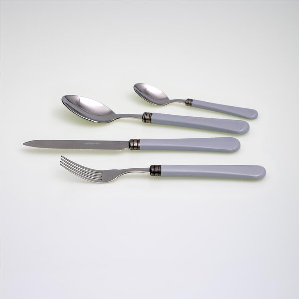 GIULIETTA 4-Piece Coloured Cutlery Set in 18/10 Stainless Steel with 1.5 mm Grey Acrylic Handle