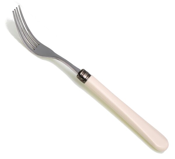 Giulietta Model Table Fork 6 Piece Set in 18.10 Steel Length 21 cm PBT Handle Dishwasher Safe Ivory Colour