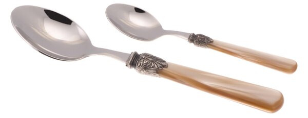 ELENA Coffee Spoon Set of 6 Spoons in 18.10 AISI430 Steel Length 16.5 cm Handle in Polymethylmethacrylate PMMA with Metal Ring Dishwasher Safe Champagne