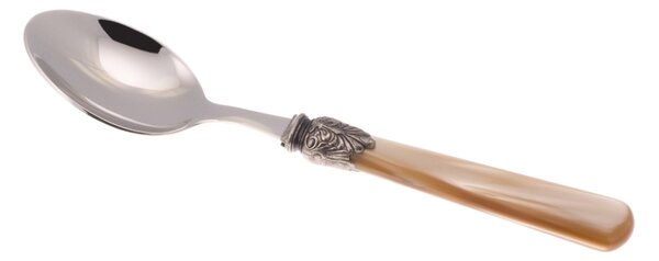 ELENA Table Spoon Cutlery Set of 6 table spoons in 18.10 AISI430 stainless steel Dimensions: 26 cm handle in Polymethylmethacrylate PMMA with metallic ring dishwasher safe champagne