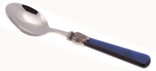 ELENA Coffee Spoon Set of 6 spoons in 18.10 AISI430 steel Length 16.5 cm handle in Polymethylmethacrylate PMMA with metal ring dishwasher safe Blue