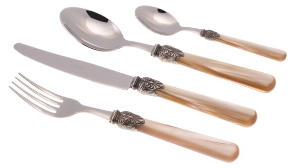 ELENA 24-Piece Colourful Cutlery Set in 18/10 Stainless Steel with 1.5 mm Thick Champagne-Coloured Methacrylate Handle
