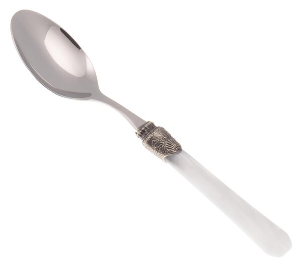 Penelope Coffee Spoon Set of 6 Pieces in 18.10 Stainless Steel Length 26 cm Handle in PPMA Dishwasher Safe Colour White Name: penelope