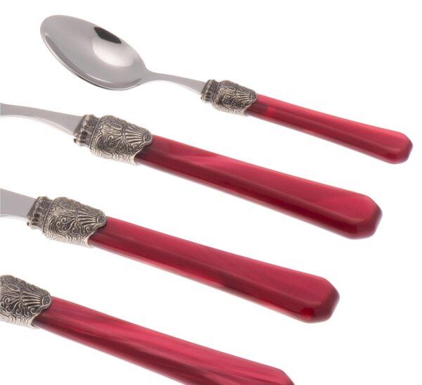 4-Piece Penelope Cutlery Set in 18/10 Stainless Steel with 2.5 mm Bordeaux Coloured Methacrylate Handle