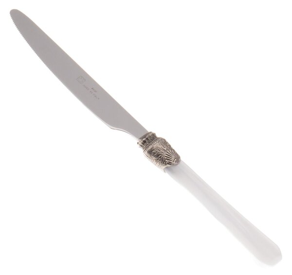 Serrated Table Knife Penelope Model Set of 6 Pieces in 18.10 Steel Length 26 cm PPMA Handle Dishwasher Safe Colour White Penelope