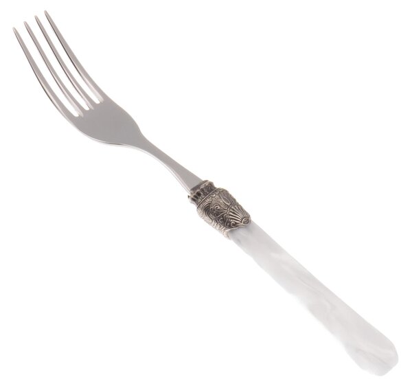 Penelope Model Table Fork 6-Piece Set in 18.10 Stainless Steel Length 26 cm PPMA Handle Dishwasher Safe White Colour