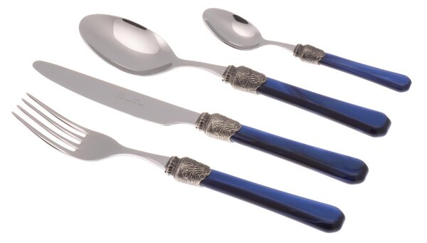 Penelope Colourful Cutlery Set 24 Pieces in 18/10 Stainless Steel with 2.5 mm Thick Acrylic Handle in Blue