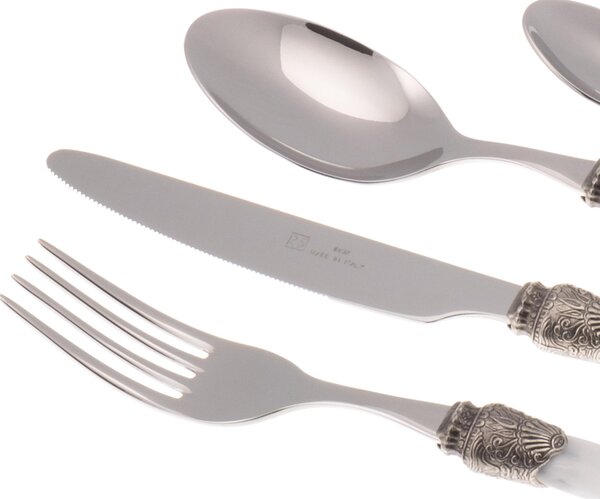Penelope Coloured Cutlery Set 24 Pieces in 18/10 Stainless Steel with 2.5 mm Thick White Methacrylate Handle