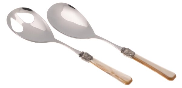 Penelope Salad Cutlery Set of 2 Pieces in 18/10 Stainless Steel with 2.5 mm Thick Champagne Coloured Methacrylate Handle