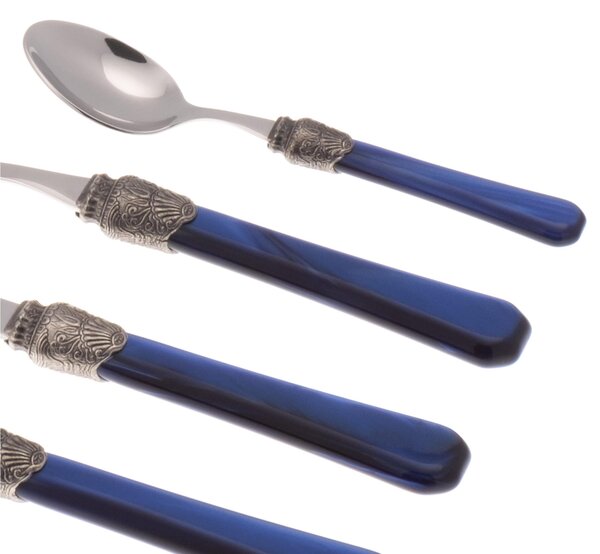 Penelope Colourful Cutlery Set 24 Pieces in 18/10 Stainless Steel with 2.5 mm Thick Acrylic Handle in Blue