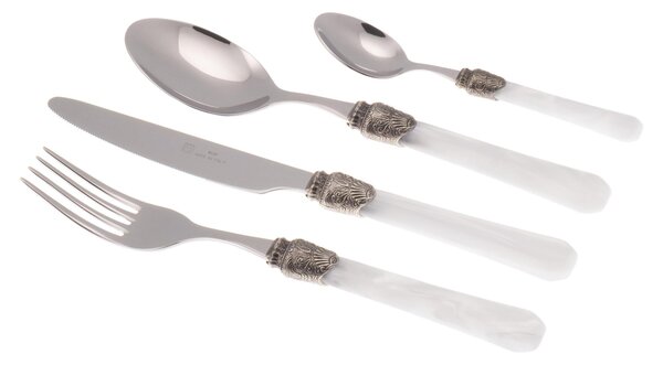 Penelope Coloured Cutlery Set 24 Pieces in 18/10 Stainless Steel with 2.5 mm Thick White Methacrylate Handle
