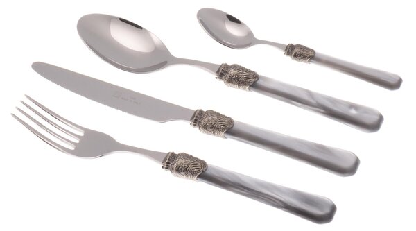 Penelope Coloured Cutlery Set 24 Pieces in 18/10 Stainless Steel with 2.5 mm Thick Grey-Coloured Methacrylate Handle