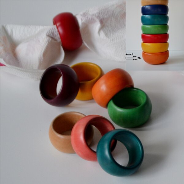 Hand-Turned Wooden Napkin Ring, 1 Piece, Natural Mature Colour, 4.5 cm Diameter, Orange Colour
