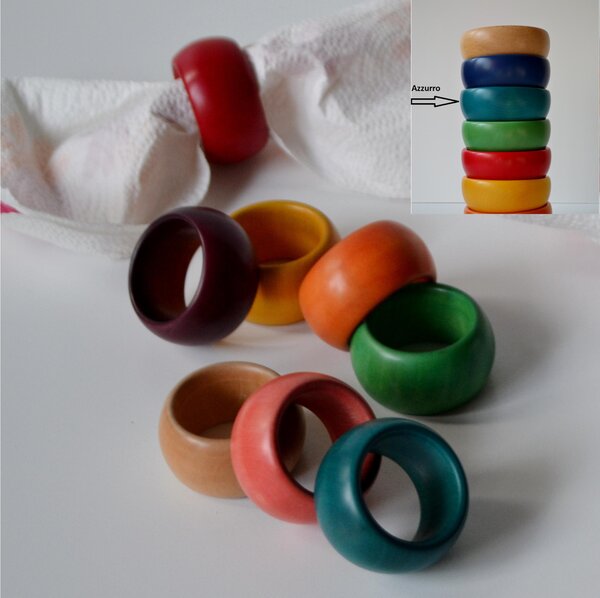 Hand-Turned Wooden Napkin Ring, 1 Piece, Natural Colour, 4.5 cm Diameter, Azure Colour