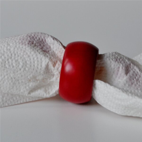 Hand-Turned Wooden Napkin Rings in Natural Mature Colour, 1 Piece, 4.5 cm Diameter, Red Colour