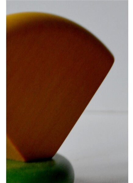 Linden Wood Napkin Holder VELA 10xh9.5 cm Handmade in Bergamo Italy Green Yellow Colour