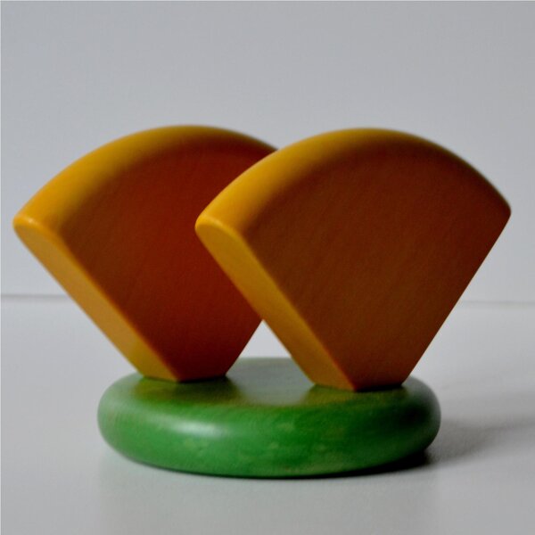 Linden Wood Napkin Holder VELA 10xh9.5 cm Handmade in Bergamo Italy Green Yellow Colour