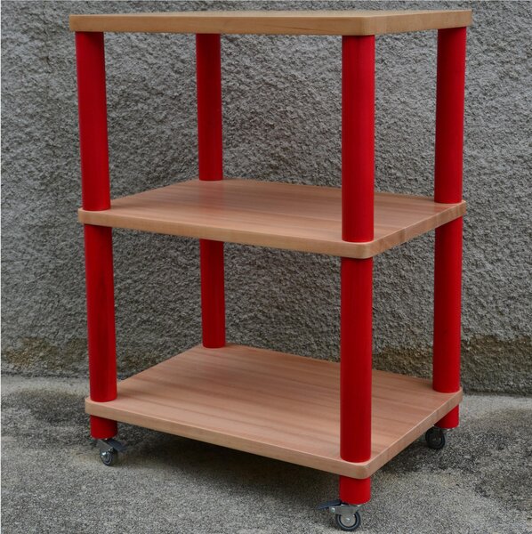 Wooden Kitchen Trolley with Solid Shelves 50x70xh100 Mahogany Coloured Wood and Solid Shelves