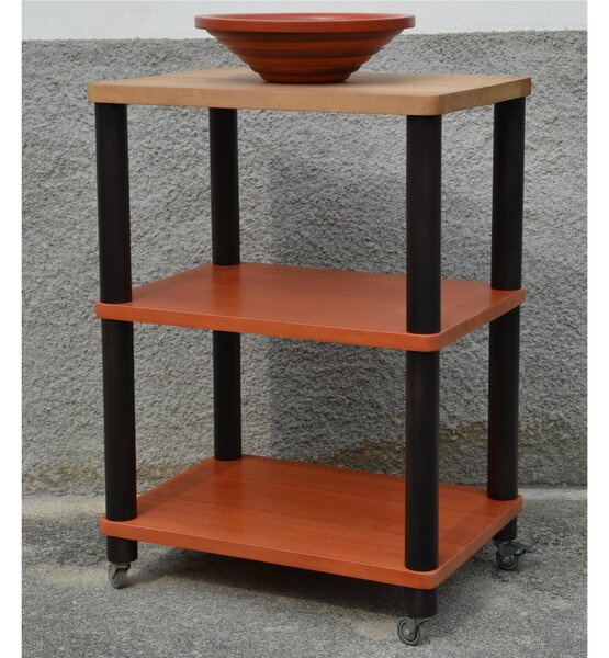Wooden Kitchen Trolley with Solid Shelves 50x70xh100 Mahogany Wood Coloured and Solid Wengh� Paprika Shelves