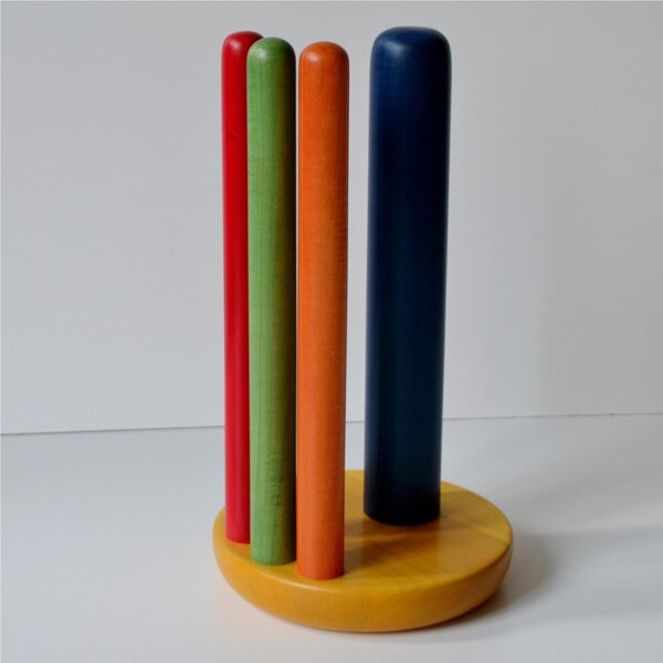 Vertical Tabletop Kitchen Roll Holder, Lime Wood with Yellow Base, 15x28 cm Diameter
