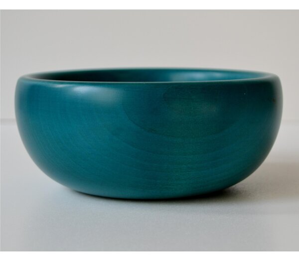 Hand-turned Wooden Salad Bowl � 14xh6 cm, Painted with Water-based Azure Paint for Ice Cream Cups