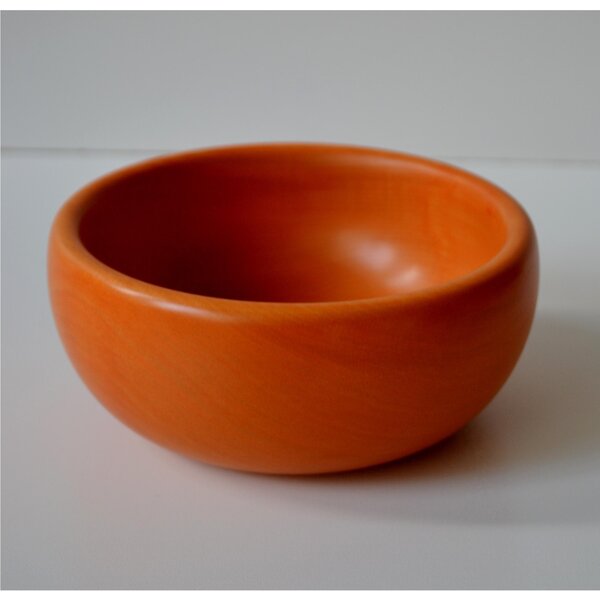 Hand-Turned Wooden Salad Bowl Ice Cream Cup � 14xh6 cm Painted with Water-Based Orange Paint